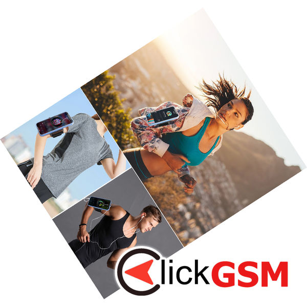 Techsuit - Sports Armband with Phone Magnetic Suction Cup (TSA2) - Velcro Mounting Strap, 3M Glue Sticker, max 6.8 - Black