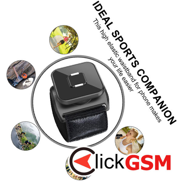 Techsuit - Sports Armband with Phone Magnetic Suction Cup (TSA2) - Velcro Mounting Strap, 3M Glue Sticker, max 6.8 - Black