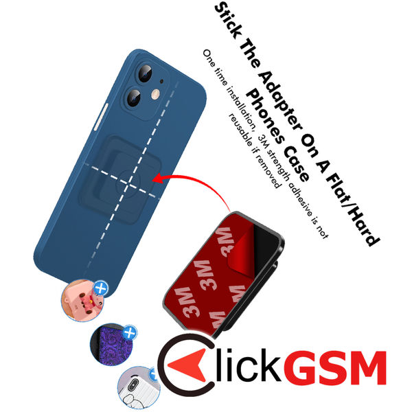 Techsuit - Sports Armband with Phone Magnetic Suction Cup (TSA2) - Velcro Mounting Strap, 3M Glue Sticker, max 6.8 - Black