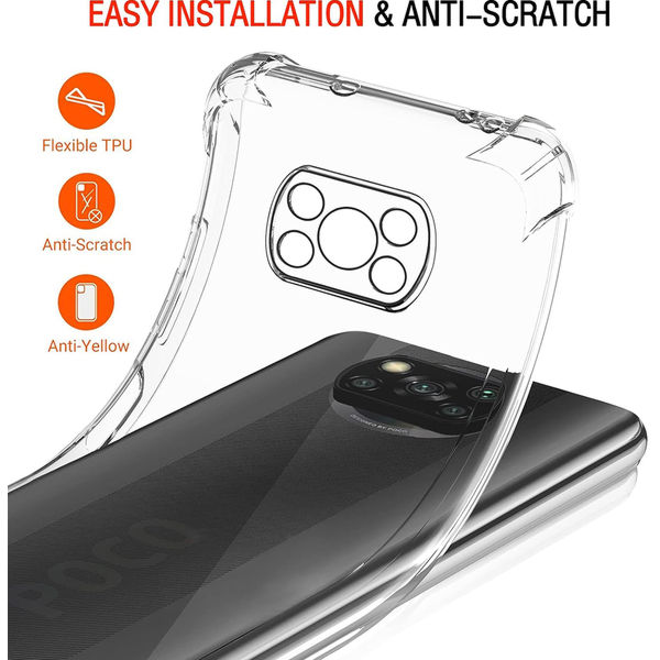 Techsuit - Shockproof Clear Silicone - Xiaomi Poco X3 / Poco X3 NFC / Poco X3 Pro - Clear