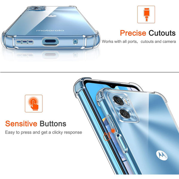 Techsuit - Shockproof Clear Silicone - Motorola Moto E22 / Moto E22i - Clear