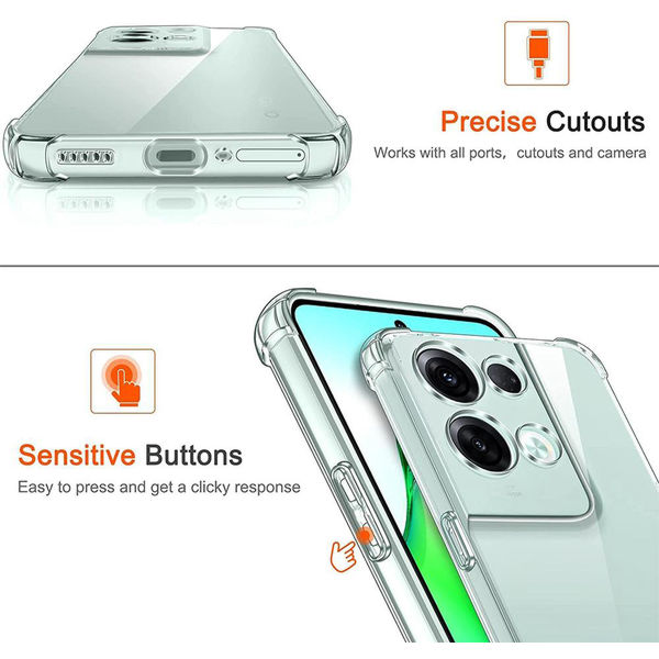 Techsuit - Shockproof Clear Silicone - Oppo Reno8 Pro - Clear