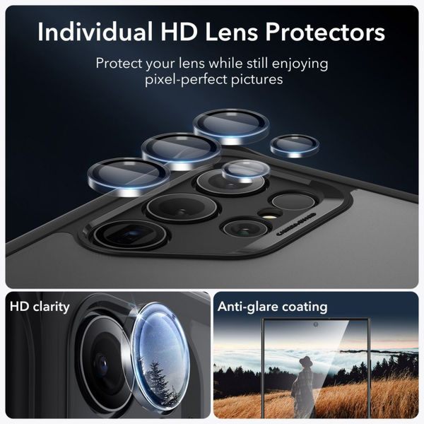 ESR - Armor Tough Kickstand + Screen Protector - Samsung Galaxy S24 Ultra - Frosted Black