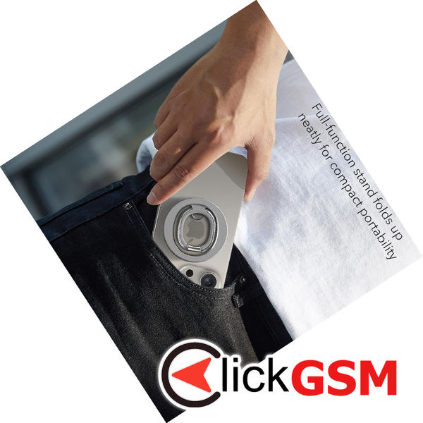 ESR - Phone Ring HaloLock Stand - Compatible with MagSafe, Foldable Feature, Magnetic - Natural Titanium