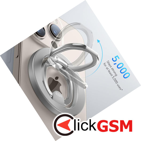 ESR - Phone Ring HaloLock Stand - Compatible with MagSafe, Foldable Feature, Magnetic - Natural Titanium