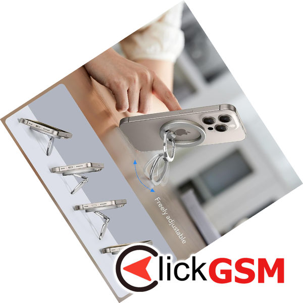 ESR - Phone Ring HaloLock Stand - Compatible with MagSafe, Foldable Feature, Magnetic - Natural Titanium