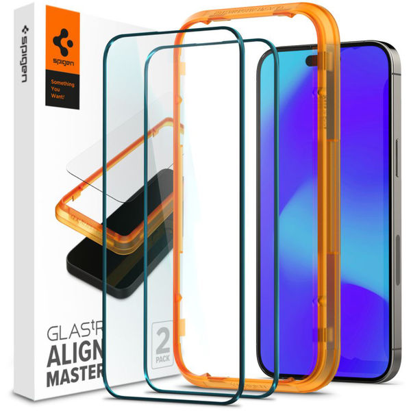 Spigen - Glas.tR Align Master (2 pack) - iPhone 14 Pro - Black