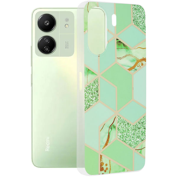 Techsuit - Marble Series - Xiaomi Redmi 13C 4G / Poco C65 - Green Hex