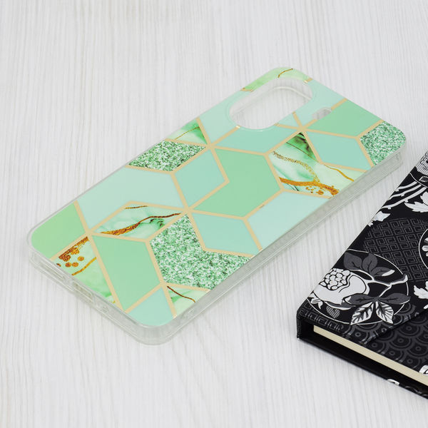 Techsuit - Marble Series - Xiaomi Redmi 13C 4G / Poco C65 - Green Hex