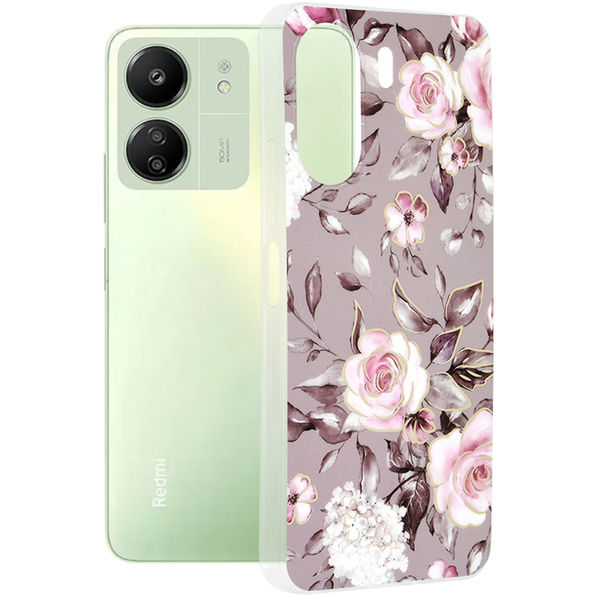 Techsuit - Marble Series - Xiaomi Redmi 13C 4G / Poco C65 - Bloom of Ruth Gray