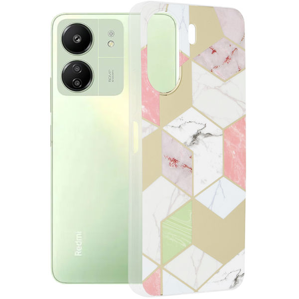 Techsuit - Marble Series - Xiaomi Redmi 13C 4G / Poco C65 - Purple Hex