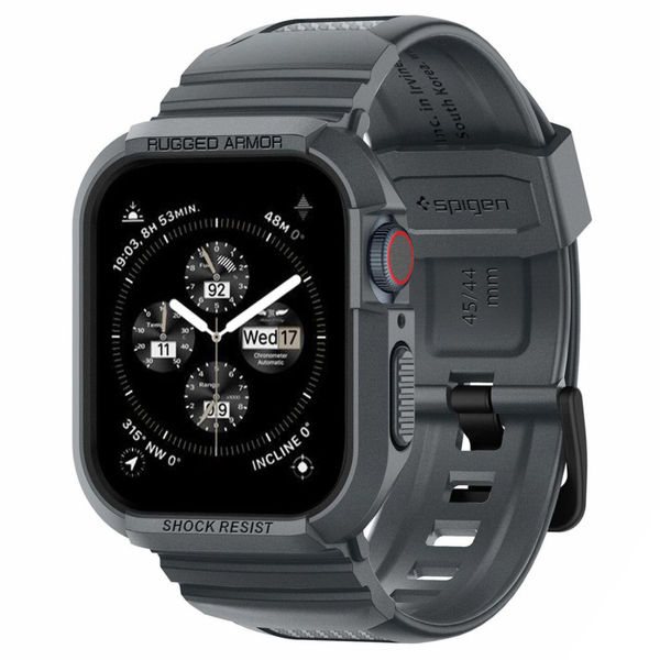 Spigen - Rugged Armor Pro - Apple Watch 4 / 5 / 6 / SE / SE 2 / 7 / 8 / 9 (44mm/45mm) - Dark Grey