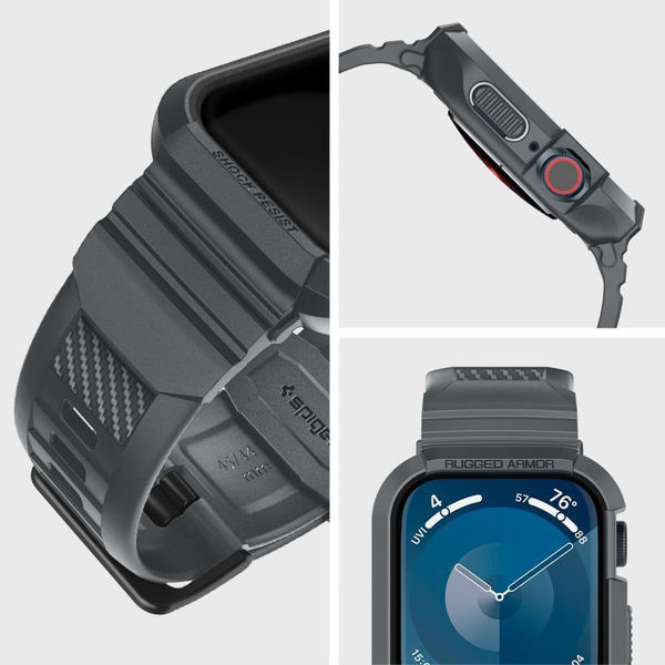 Spigen - Rugged Armor Pro - Apple Watch 4 / 5 / 6 / SE / SE 2 / 7 / 8 / 9 (44mm/45mm) - Dark Grey