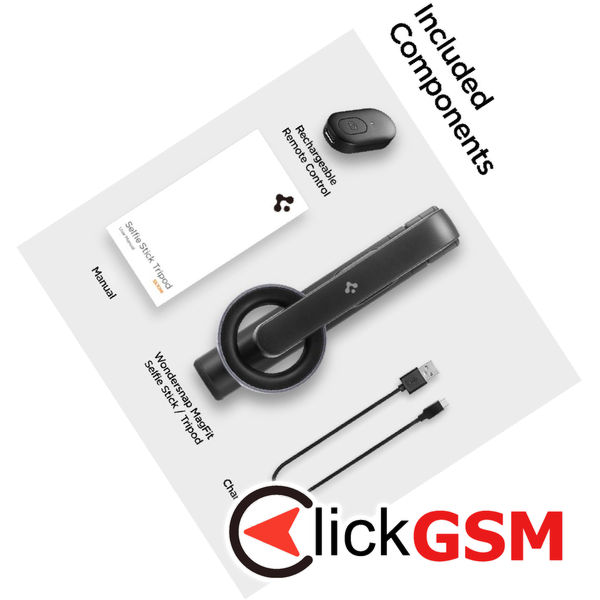 Spigen - Selfie Stick (S570W) - MagSafe Compatible, Stable, Bluetooth 5.0, for iOS and Android, 67cm - Black