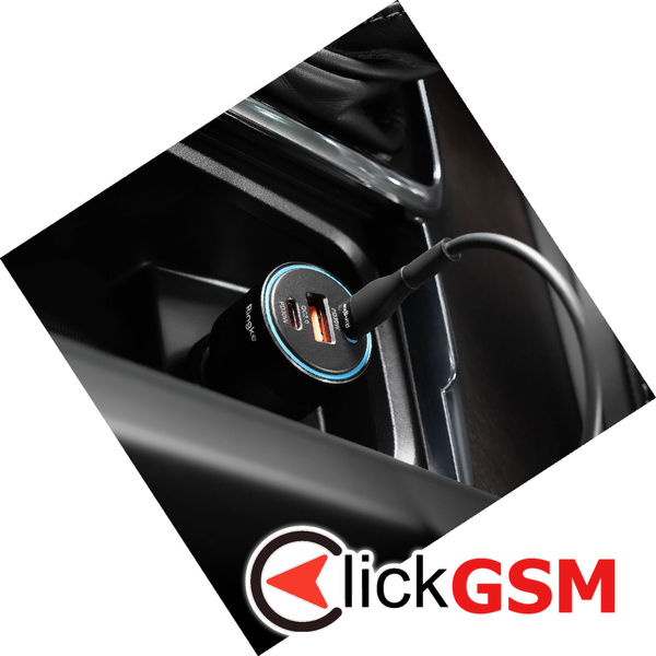 Ringke - Car Charger - USB, 2x Type-C, PD30W, QC3.0, with Ambiental Light - Black