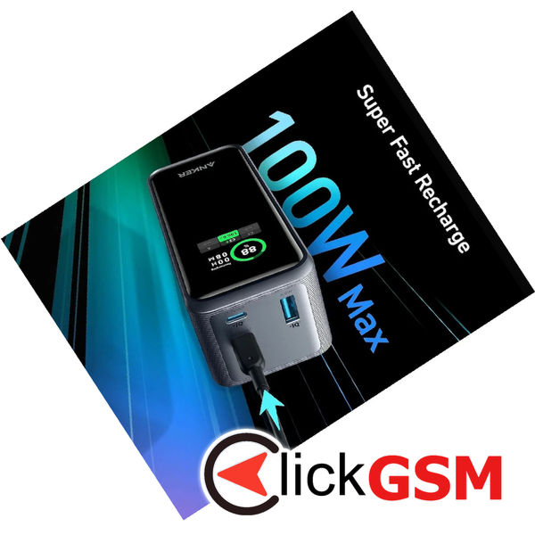 Anker - Power Bank Prime (A1336011) - 2x USB-C, USB, for Phone, Tablet, MacBook, Digital Display, 20000mAh, 200W - Black