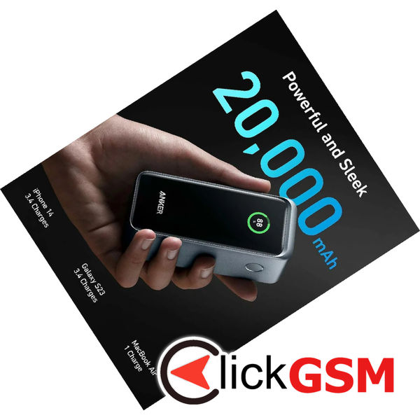 Anker - Power Bank Prime (A1336011) - 2x USB-C, USB, for Phone, Tablet, MacBook, Digital Display, 20000mAh, 200W - Black