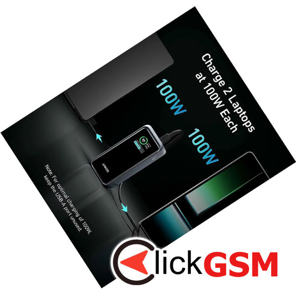 Anker - Power Bank Prime (A1336011) - 2x USB-C, USB, for Phone, Tablet, MacBook, Digital Display, 20000mAh, 200W - Black