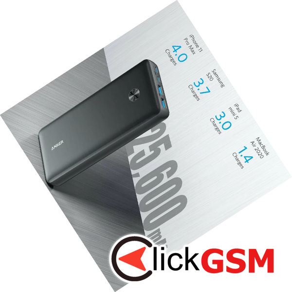 Anker - Power Bank PowerCore III Elite (A1291H11) - 2x Type-C, 2x USB, 25600mAh, 87W - Black