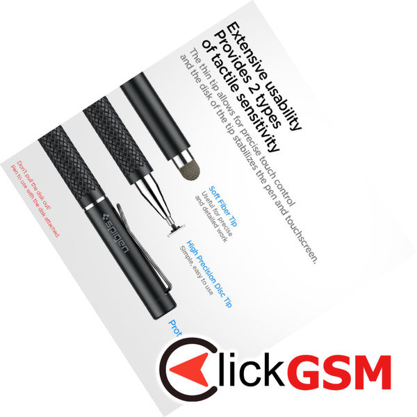 Spigen - Stylus Pen - for Phone, Tablet and Watch, Flexible 180° Disk Tip - Black