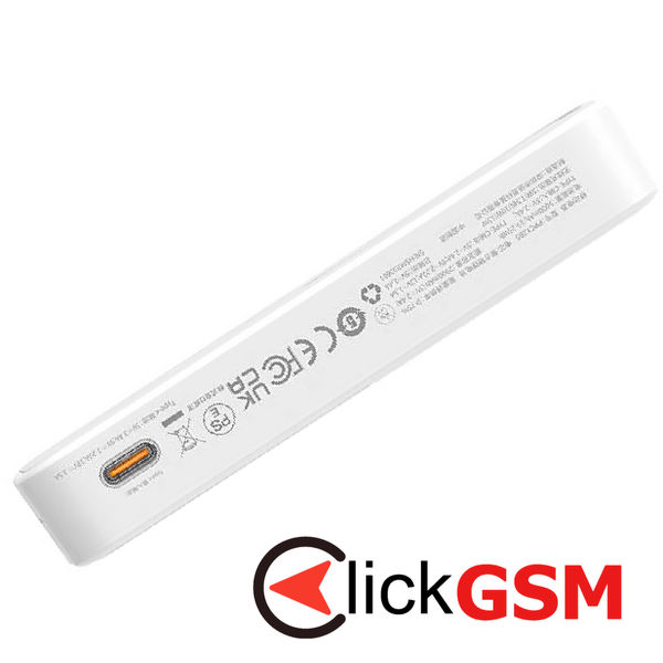 Baseus - Power Bank MagPro Magnetic PPCXZ05 (P10064101223-00) - USB-C, 5000mAh, 20W, MagSafe, Cable Type-C, 3A, 30cm - White