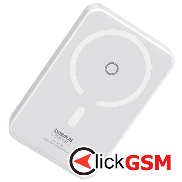 Baseus - Power Bank MagPro Magnetic PPCXZ05 (P10064101223-00) - USB-C, 5000mAh, 20W, MagSafe, Cable Type-C, 3A, 30cm - White