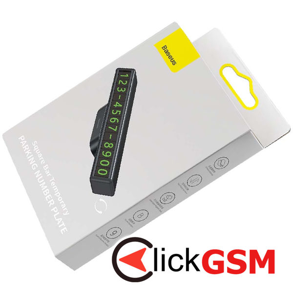 Baseus - Parking Number Plate (CNFT000001) - Square Bar, Aluminum Alloy - Black