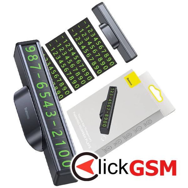 Baseus - Parking Number Plate (CNFT000001) - Square Bar, Aluminum Alloy - Black