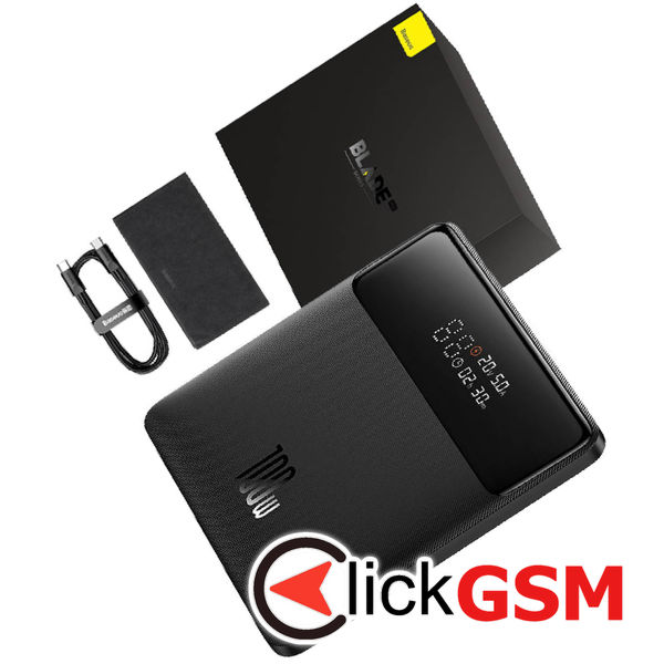 Baseus - Power Bank Blade HD (PPBL000301) - 2xUSB, 2xUSB-C, 20000mAh with Cable USB-C, Fast Charge, 100W - Black