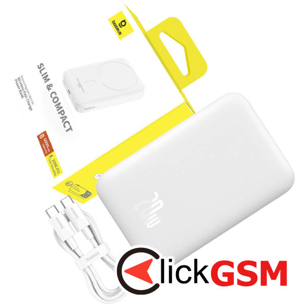 Baseus - Power Bank Magnetic Mini Air (P10059002223-00) - USB-C, MagSafe, 6000mAh, 20W - White