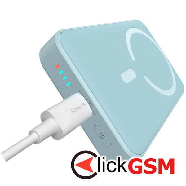 Baseus - Power Bank Magnetic Mini (PPCX110103) - USB-C, MagSafe, 10000mAh, 20W, with Cable Type-C, 3A, 30cm - Bleu