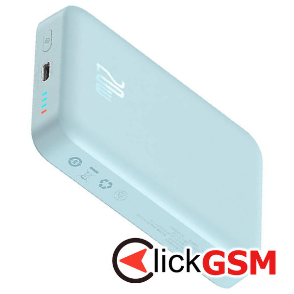 Baseus - Power Bank Magnetic Mini (PPCX110103) - USB-C, MagSafe, 10000mAh, 20W, with Cable Type-C, 3A, 30cm - Bleu