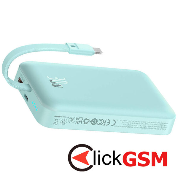 Baseus - Power Bank Magnetic Mini (P1002210B333-00) - MagSafe, 2x USB-C, Lightning, 30W, Fast Charge, 10000mAh - Blue