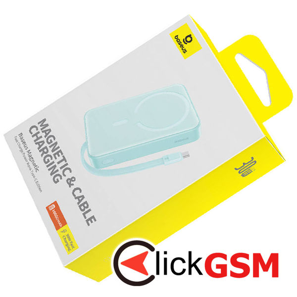 Baseus - Power Bank Magnetic Mini (P1002210B333-00) - MagSafe, 2x USB-C, Lightning, 30W, Fast Charge, 10000mAh - Blue