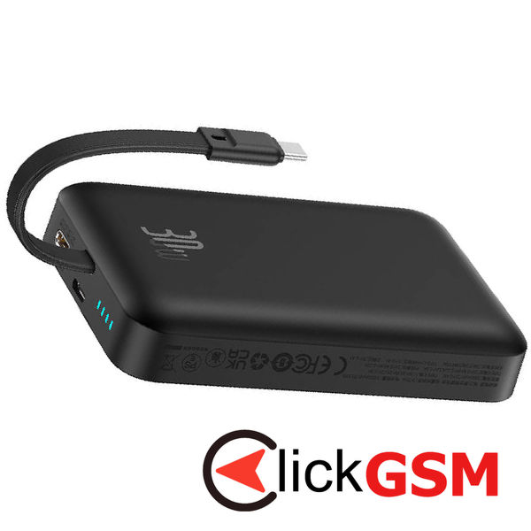 Baseus - Power Bank Magnetic Mini (P1002210B113-00) - MagSafe, 2x USB-C, Lightning, 30W, Fast Charge, 10000mAh - Black