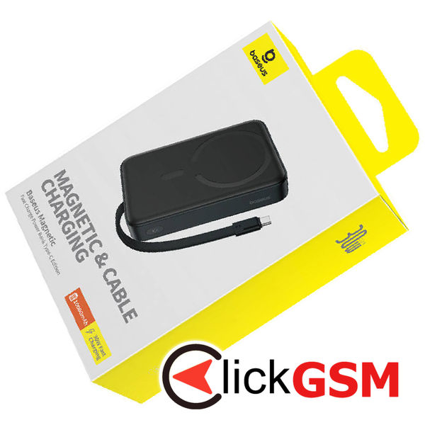 Baseus - Power Bank Magnetic Mini (P1002210B113-00) - MagSafe, 2x USB-C, Lightning, 30W, Fast Charge, 10000mAh - Black