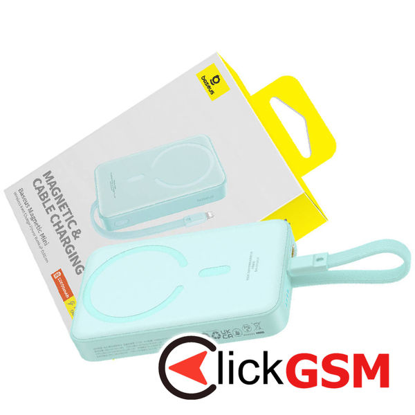 Baseus - Power Bank Magnetic Mini (P10022109333-00) - MagSafe, USB-C, 10000mAh, 20W - Mint