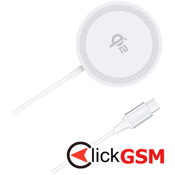 Duzzona - Magnetic Wireless Charger (W18) - Fast Charging Qi2, 15W, for iPhone, Type-C - White