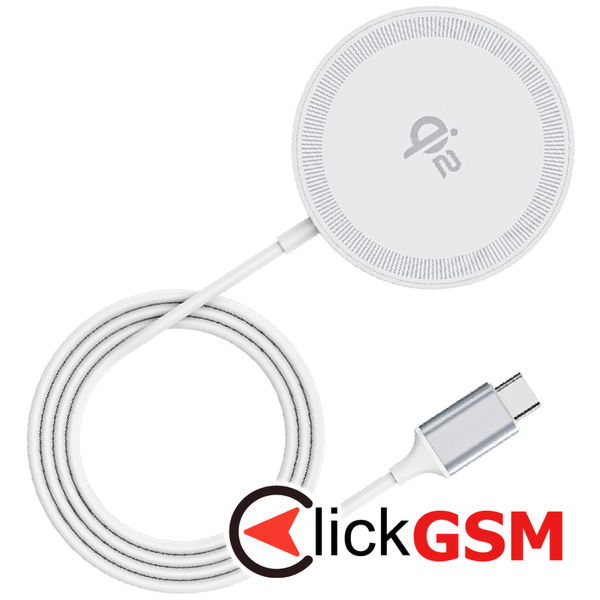 Duzzona - Magnetic Wireless Charger (W18) - Fast Charging Qi2, 15W, for iPhone, Type-C - White