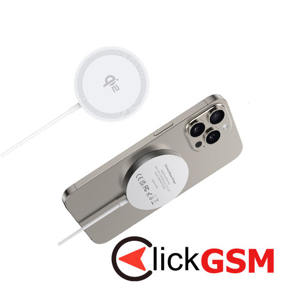 Duzzona - Magnetic Wireless Charger (W18) - Fast Charging Qi2, 15W, for iPhone, Type-C - White