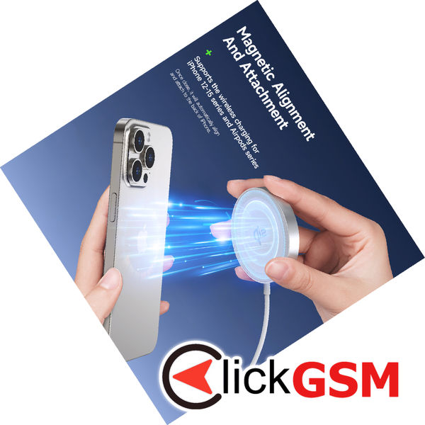 Duzzona - Magnetic Wireless Charger (W18) - Fast Charging Qi2, 15W, for iPhone, Type-C - White