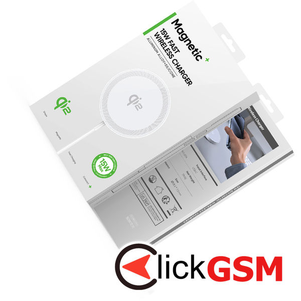 Duzzona - Magnetic Wireless Charger (W18) - Fast Charging Qi2, 15W, for iPhone, Type-C - White