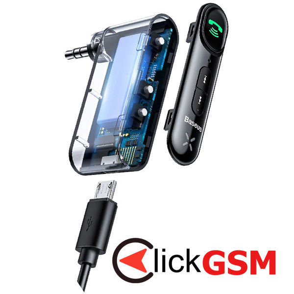 Baseus - Wireless Transmitter BSBA-02 (WXQY010001) - Bluetooth 5.0, Aux, 50Hz-20kHz, 145mAh, Micro-USB Charging Port - Black