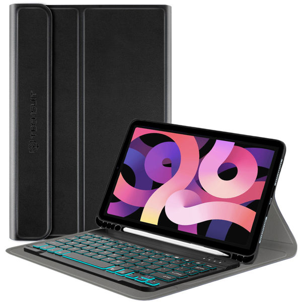 Techsuit - CozyTab Case (with Pencil Holder/RGB Keyboard) - iPad Air 4 (2020)/Air 5 (2022)/Air 11 (2024) - Black