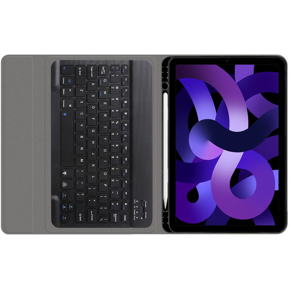 Techsuit - CozyTab Case (with Pencil Holder/RGB Keyboard) - iPad Air 4 (2020)/Air 5 (2022)/Air 11 (2024) - Black