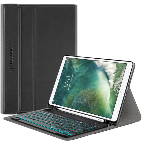 Techsuit - CozyTab Case (with Pencil Holder/RGB Wireless Magnetic Keyboard) - iPad Air 10.5 2019 / iPad Pro 10.5 2017 - Black