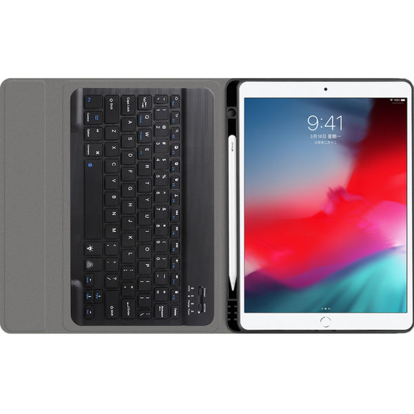 Techsuit - CozyTab Case (with Pencil Holder/RGB Wireless Magnetic Keyboard) - iPad Air 10.5 2019 / iPad Pro 10.5 2017 - Black