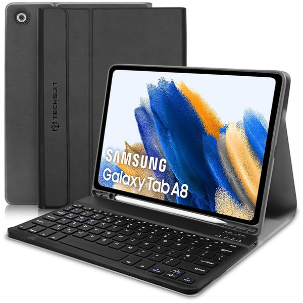 Techsuit - CozyTab Case (with Pencil Holder/RGB Wireless Magnetic Keyboard) - Samsung Galaxy Tab A8 10.5 (2021) - Black