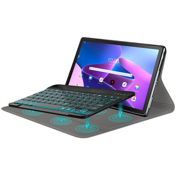 Techsuit - CozyTab Case (with Pencil Holder/RGB Wireless Magnetic Keyboard) - Samsung Galaxy Tab A8 10.5 (2021) - Black