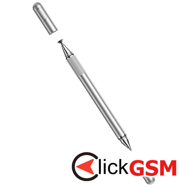 Baseus - Stylus Pen Golden Cudgel (ACPCL-0S) - Capacitive, with Precision Disc and Gel Pen, for iOS, Android - Silver